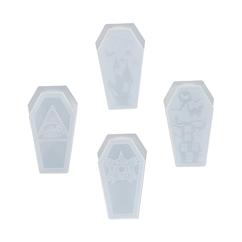 NUOBESTY 4 Stück Coffin Design Silikonform Teilig für Diy Harz Projekte Vielseitige Gießform für Kreative Aufbewahrungsboxen und Schmuckkästchen für Halloween Dekorationen und Handarbeiten von NUOBESTY