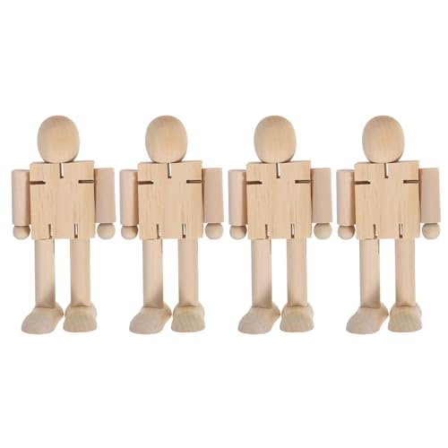 NUOBESTY 4 Stück DIY-roboterfiguren aus Holz für Kinder – Unbemalte, Gegliederte Steckpuppen – Kunst- Und Bastelmaterial zum Dekorieren, Zeichnen Und Spielen im Puppenhaus – Bauen Sie Ihren NUOBESTY 4 Stück DIY-roboterfiguren aus Holz für Kinder – Unbemalte, Gegliederte Steckpuppen – Kunst- Und Bastelmaterial zum Dekorieren, Zeichnen Und Spielen im Puppenhaus – Bauen Sie Ihren von NUOBESTY