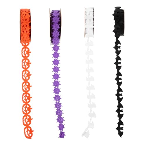 NUOBESTY 4 Stück Halloween Dekorationsband mit Spinnennetz Kürbis Geist und Fledermaus Geprägtes Bastelband für Geschenkverpackung DIY Kränze Partydeko und Halloween Bastelprojekte NUOBESTY 4 Stück Halloween Dekorationsband mit Spinnennetz Kürbis Geist und Fledermaus Geprägtes Bastelband für Geschenkverpackung DIY Kränze Partydeko und Halloween Bastelprojekte von NUOBESTY