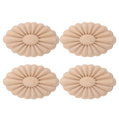 NUOBESTY 4 Stück Holz Geschnitzte Blumenapplikationen Unbehandelte Onlays Diy Dekorationen für Möbel Geeignet für Türen Betten und Tische im Schlafzimmer und Wohnzimmer NUOBESTY 4 Stück Holz Geschnitzte Blumenapplikationen Unbehandelte Onlays Diy Dekorationen für Möbel Geeignet für Türen Betten und Tische im Schlafzimmer und Wohnzimmer von NUOBESTY