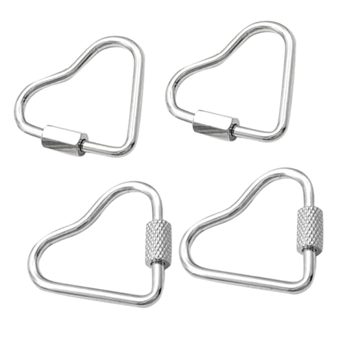 NUOBESTY 4 Stück Kleine Herzförmige Karabinerhaken Aus Edelstahl, Multifunktional, Für Selbstgemachte Halsketten, Zubehör, Reise-schlüsselanhänger, Verwendung Im Freien von NUOBESTY