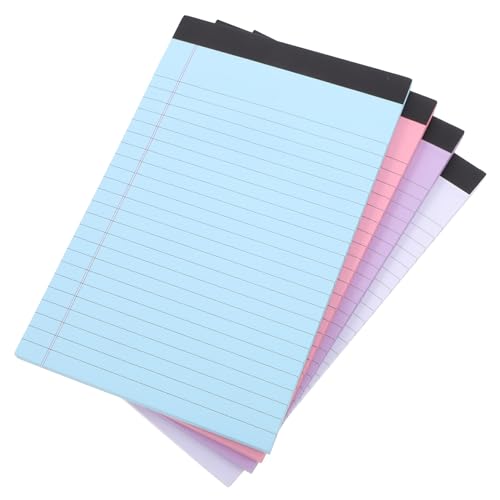 NUOBESTY 4 Stück Liniert Notizblöcke Gesetzliche Notizblätter mit Perforation Bunte Papiernotizbücher für Schule Büro To Do Listen und Memo von NUOBESTY