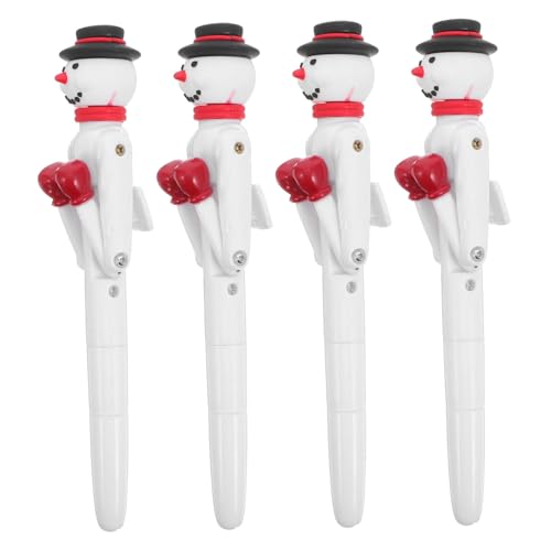 NUOBESTY 4 Stück Lustige Schneemann-boxhandschuh Kugelschreiber mit Glatter Gel-tinte Interaktiver Weihnachts-schreibstift für Partygeschenke und Kreative Notizen von NUOBESTY
