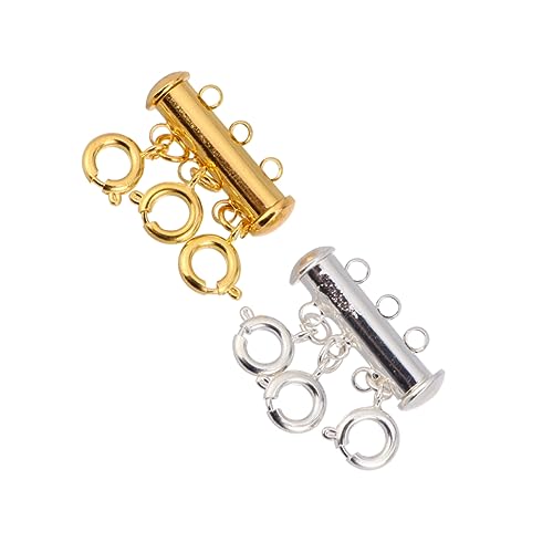 NUOBESTY 4 Stück Mehrreihige Halskettenverbinder Magnetverschlüsse Kupfer für Damen und Herren für Diy Schmuckherstellung Reihen Gold und Silber von NUOBESTY