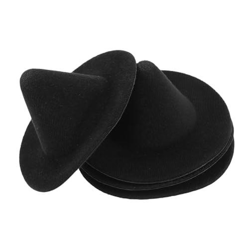 NUOBESTY 4 Stück Mini Hexenhüte Schwarz Wiederverwendbar Langlebig Kleine Zaubererhüte für Puppenhaus Halloween Deko Zubehör Cake Topper Flaschenkappen von NUOBESTY