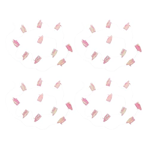 NUOBESTY 4 Stück Origami- -Girlanden aus Papier für rustikale Hochzeits- und Party-Dekorationen, Regenbogen-Origami-Kraniche, gefaltete Vogel-Luftschlangen für Kinderparty-Dekoration, Rosa von NUOBESTY