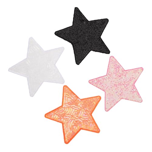 NUOBESTY 4 Stück Paillettenstern Patch Kleiderflicken aufbügeln Flicken zum Aufbügeln für Mädchen Paillettenflecken für Kleidung Stickereiflecken Pailletten und selbstklebende Rückseite von NUOBESTY