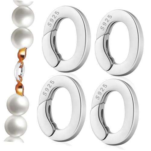 NUOBESTY 4 Stück Schmuckschnalle Kettenverkürzer Halskette mit Karabinerverschluss Oval Schließe verkürzen Karabinerhaken Halsketten Clips Anhängerverstärker Armbandverbinder Silber- Silver NUOBESTY 4 Stück Schmuckschnalle Kettenverkürzer Halskette mit Karabinerverschluss Oval Schließe verkürzen Karabinerhaken Halsketten Clips Anhängerverstärker Armbandverbinder Silber- Silver von NUOBESTY