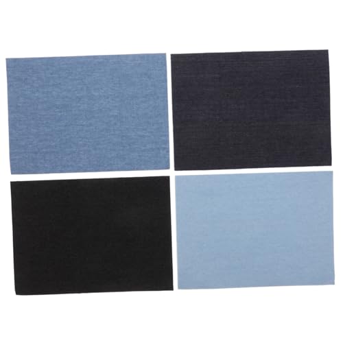 NUOBESTY 4 Stück Selbstklebende Denim Reparaturflicken für Jeans Löcher Vielseitiges Jeans Reparaturset für Kleidung Taschen Hüte in Hellblau Blau Dunkelblau Schwarz Einfach Anzubringen von NUOBESTY