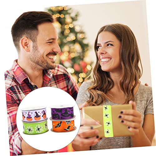 NUOBESTY 4 Stück Teiliges Halloween Dekoband Breit Vielseitig Einsetzbares Geschenkband für Diy Geschenkverpackung Haaraccessoires und Partydekoration Langlebiges Sicheres Material von NUOBESTY