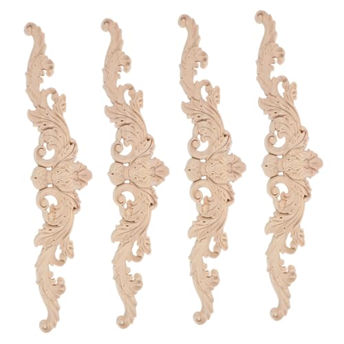 NUOBESTY 4 Stück Teiliges Holz Geschnitzte Applikationen für Möbel Europäischer Stil Holzornamente mit Filigranen Blumenmustern Unbemalt Dekorative Onlays für Bett Schrank Tür Diy NUOBESTY 4 Stück Teiliges Holz Geschnitzte Applikationen für Möbel Europäischer Stil Holzornamente mit Filigranen Blumenmustern Unbemalt Dekorative Onlays für Bett Schrank Tür Diy von NUOBESTY