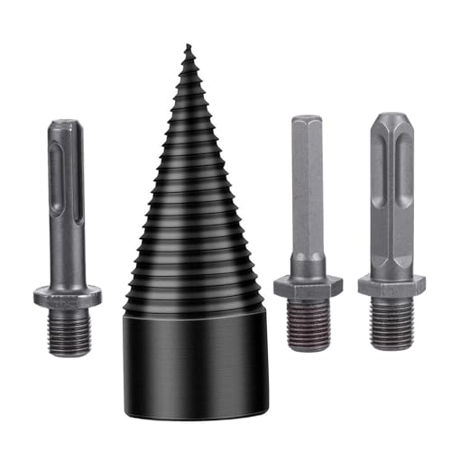 NUOBESTY 4 Stück Teiliges Kegelbohrer set für Holzspaltung Robuster Stahlbohrer Verschleißfest und Vibrationsbeständig für Familie Camping und Landwirtschaft Präzise Gefertigt für Schnelle von NUOBESTY