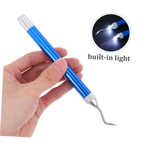 NUOBESTY 4 Stück Teiliges LED Vinyl Entgitterwerkzeug mit Nadel und Hakenaufsätzen Integriertes Licht für Präzises Entfernen von Kleinen Vinyl Silhouetten Langlebig und Vielseitig für DIY von NUOBESTY