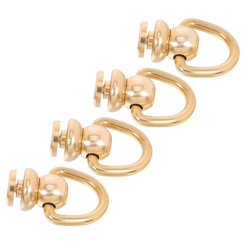 NUOBESTY 4 Stück Teiliges Messing D ring mit Drehhaken für Geldbörsen Robuste Ledernieten für DIY Lederhandwerk Langlebige Metallbeschläge für Taschen Schlüsselanhänger und Zubehör von NUOBESTY