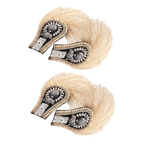 NUOBESTY 4 Stück Teiliges Punkige Schulterklappen mit Goldfarbenen Quasten Metall Nieten Dekorative Fransen Epauletten für Damen Vielseitige Retro Kostüm Accessoires für Partys und von NUOBESTY