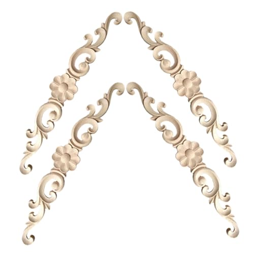 NUOBESTY 4 Stück Unlackierte Möbelverzierungen für Schranktüren Vintage Holzornamente mit Floralen Motiven für Nahtlose Integration und Zeitlosen Charme NUOBESTY 4 Stück Unlackierte Möbelverzierungen für Schranktüren Vintage Holzornamente mit Floralen Motiven für Nahtlose Integration und Zeitlosen Charme von NUOBESTY
