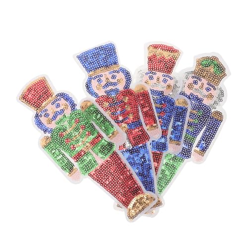 NUOBESTY 4 Stück Weihnachtlicher Patches Teiliges Glitzerndes Bügel Patch für Kleidung und Bastelprojekte Einfache Anwendung für Kreative Diy Ideen von NUOBESTY
