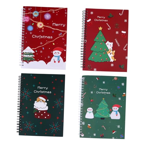 NUOBESTY 4 Stück Weihnachtliches Notizbuch Spiralbindung Quadratisches Karopapier Kompaktes Format für Schule Büro Reise für Freunde Familie Kollegen von NUOBESTY