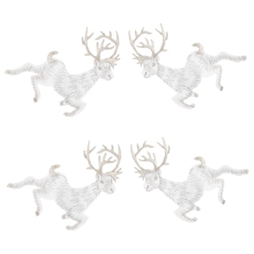 NUOBESTY 4 Stück Weihnachtsdekor Stoffaufkleber mit Reh Stickerei Feste Applikationen für Kleidung und Accessoires Langlebig und für Festliche Anlässe Geeignet von NUOBESTY