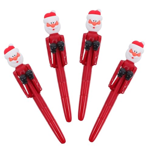 NUOBESTY 4 Stück Weihnachtsmann Boxing Kugelschreiber Interaktiver Weihnachtskugelschreiber mit Punching Santa Design Glatte Schreibqualität Lustiges Party-goodie für Schule Büro und von NUOBESTY