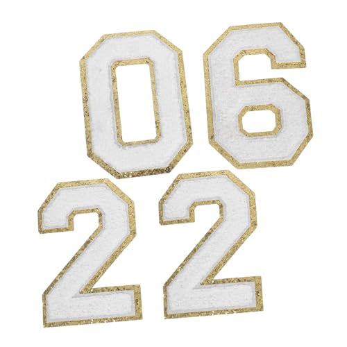 NUOBESTY 4 Stück Weiße Chenille-zahlen Aufbügelbare Patches mit Goldenem Rand Große Bestickte Polyester Zahlenaufnäher für Kleidung Hüte Taschen Stilvolle DIY Applikationen NUOBESTY 4 Stück Weiße Chenille-zahlen Aufbügelbare Patches mit Goldenem Rand Große Bestickte Polyester Zahlenaufnäher für Kleidung Hüte Taschen Stilvolle DIY Applikationen von NUOBESTY