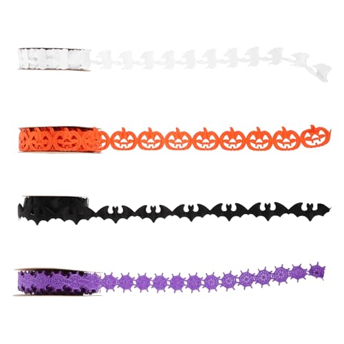 NUOBESTY 4 Stück gruseliges Halloween-Band: Kürbis-Spinnennetz, Geister-Fledermaus-Besatz – Halloween-Band zum Basteln, Verpacken von Geschenken, Party-Dekorationen, Kranzherstellung NUOBESTY 4 Stück gruseliges Halloween-Band: Kürbis-Spinnennetz, Geister-Fledermaus-Besatz – Halloween-Band zum Basteln, Verpacken von Geschenken, Party-Dekorationen, Kranzherstellung von NUOBESTY
