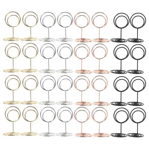 NUOBESTY 40 Stück Metall Tischkartenhalter Runde Kartenständer für Menüs Notizen Fotos Hochzeits Geburtstags und Partydisplay Stabil und Elegant von NUOBESTY