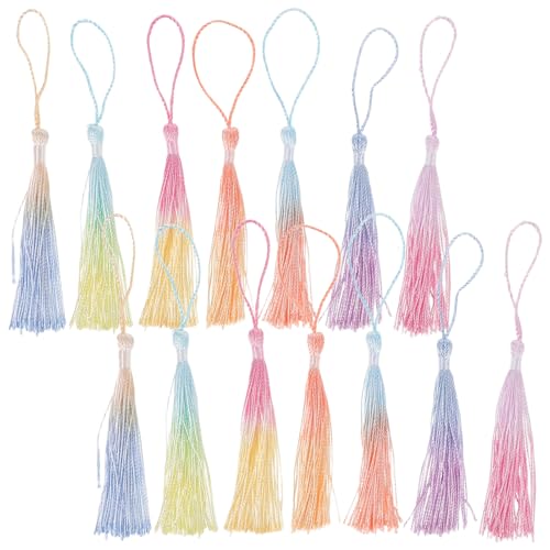 NUOBESTY 40 Stück Mini-Quasten: DIY-Lesezeichen-Bastelarbeiten – Bunte Quasten-Ornamente mit Farbverlauf – 13 cm Fransen-Lesezeichen zum Lesen und Dekorieren NUOBESTY 40 Stück Mini-Quasten: DIY-Lesezeichen-Bastelarbeiten – Bunte Quasten-Ornamente mit Farbverlauf – 13 cm Fransen-Lesezeichen zum Lesen und Dekorieren von NUOBESTY