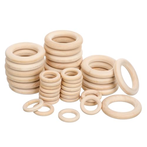 NUOBESTY 40 Stück Schmuckzubehör Kleine Ringe Zum Basteln Diy-ring Ringe Zum Handwerk Ringe Für Schmuckherstellung Bastelringe in Loser Schüttung Ring Zum Selbermachen Beige Holz von NUOBESTY
