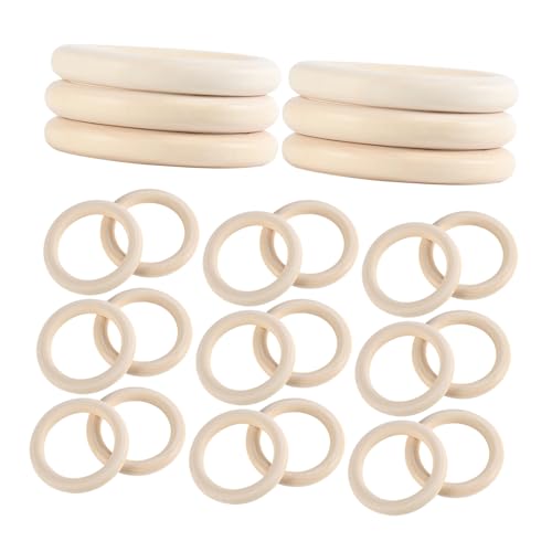 NUOBESTY 40 Stück Unvollendete Holzringe Naturholz Bastelringe Glatte Massivholz Kreise Für Makramee Häkel Schmuck Anhänger DIY Zubehör Nachhaltig von NUOBESTY