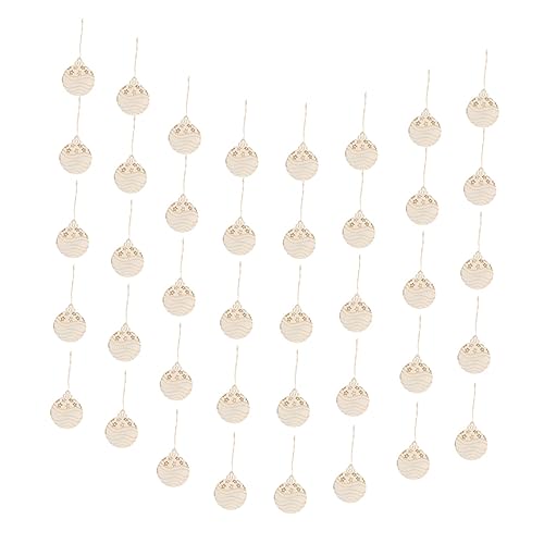 NUOBESTY 40 Stück Weihnachtsanhänger aus Holz Weihnachtskugeln Christbaumkugeln christbaumanhänger weihnachtsbaumanhänger Weihnachtsholz runde Scheiben Kreise Weihnachtsscheiben aus Holz von NUOBESTY