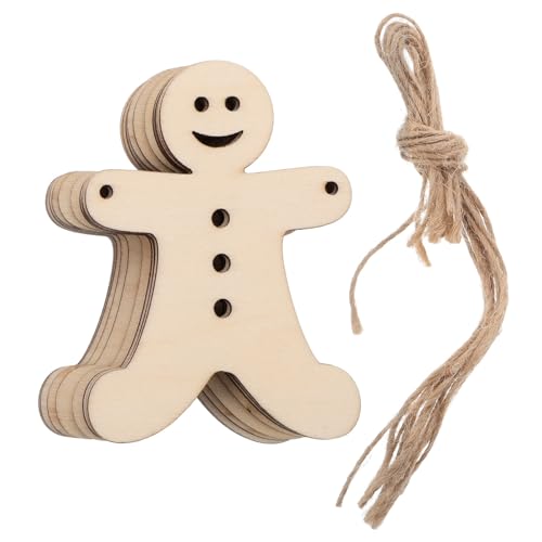 NUOBESTY 40 Stück unbehandelte Lebkuchenmann-Ausschnitte aus Holz, hängende Ornamente, DIY, leere Holzscheiben für Weihnachtsbastelarbeiten, Verzierungen für Weihnachtsfeiern von NUOBESTY