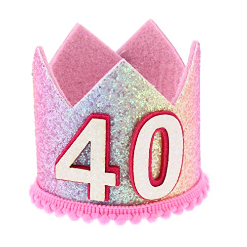 NUOBESTY 40. Geburtstag Krone Hut Stirnband Prinzessin Tiara Partyhüte Haarschmuck Glitzer Party Hütchen für Damen Mädchen Kopfschmuck Kopfbedeckung Jubiläum Fotorequisiten NUOBESTY 40. Geburtstag Krone Hut Stirnband Prinzessin Tiara Partyhüte Haarschmuck Glitzer Party Hütchen für Damen Mädchen Kopfschmuck Kopfbedeckung Jubiläum Fotorequisiten von NUOBESTY