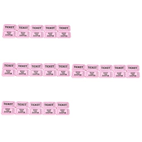 NUOBESTY 400 STK Lotterie-ziehungsscheine Lose Etiketten Für Veranstaltungstickets Auktionstickets Kinokarten Partykarten Eintrittskarten Für Den Unterricht Papier Rosa Allgemeine Fahrkarte von NUOBESTY