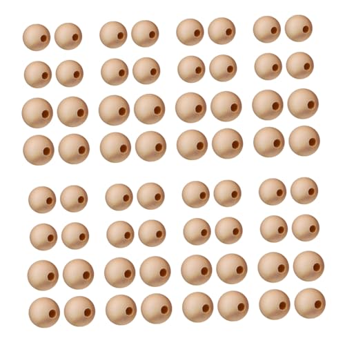NUOBESTY 400 Stück Handbestickt Holzperlen Für Handwerk Holzperlen Mit Löchern Natürliche Unbehandelte Runde Perlen Mit Loch Sphärische Perlen Natürliche Hölzern Beige von NUOBESTY