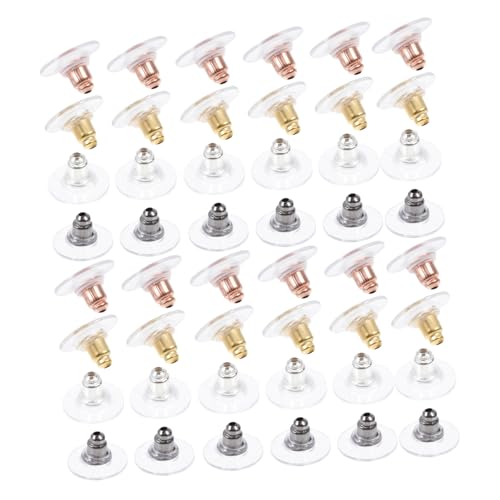 NUOBESTY 400 Stück Ohrstecker Stopper für DIY Ohrschmuck Umweltfreundliche Ohrstecker Verschlüsse Roségold Gold Silber und Dunkelgrau Sicherer Halt für Verschiedene Ohrringe von NUOBESTY