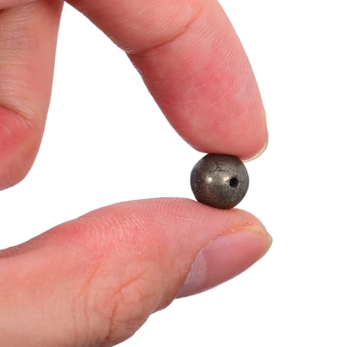 NUOBESTY 45 Stück Pyritperlen: 8 mm runde Perlen – lose Abstandshalter aus Stein mit Loch für Halsketten, Armbänder, Schmuckherstellung – DIY-Bastelzubehör von NUOBESTY