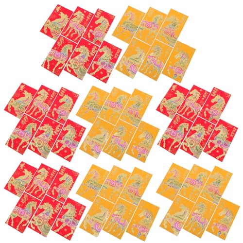 NUOBESTY 48 Stück Chinese Envelopes Glücksumschläge für Jahr Des Pferdes Vietnamesische Neujahrsumschläge für Lunar Year Hochzeiten Geburtstagsfeiern und von NUOBESTY