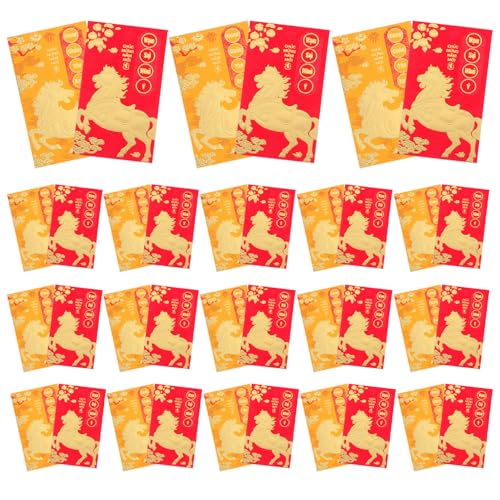 NUOBESTY 48 Stück Pferde Jahr Glücksumschläge Kreative Hong Bao für Frühlingsfest Traditionelle Li Xi Umschläge zur Stärkung von Beziehungen von NUOBESTY
