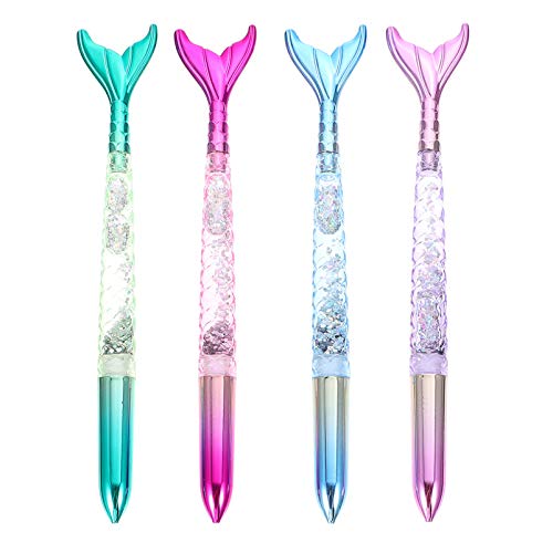 NUOBESTY 4Pcs Meerjungfrau Gel Pens Nette Kreative 0 5Mm Blau Gel Tinte Minen Kugelschreiber Rollerball Stift für Schule Zu Hause Büro Schreibwaren Kinder Studenten von NUOBESTY