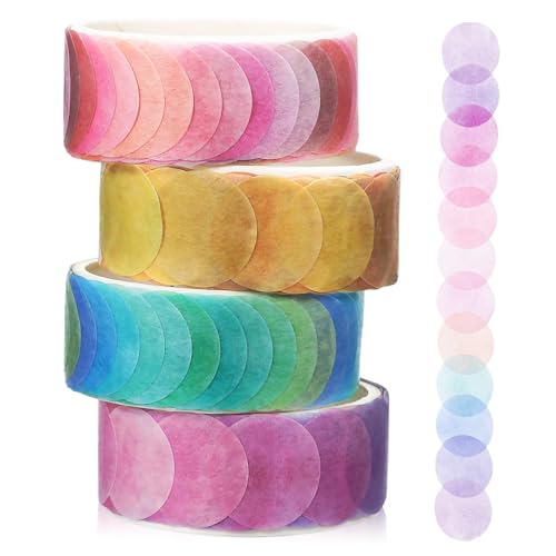 NUOBESTY 4Rollen Washi Tape Selbstklebendes Dekoband für Scrapbooking Bullet Journaling Geschenkverpackung Frischen Farben Creme Zitrone Erdbeere Minze von NUOBESTY