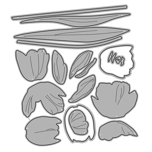 NUOBESTY 5 Blätter Tulpenblütenblatt Stanzform Metall Stanzschablone für Diy Kartenherstellung Scrapbooking Albumdekoration Langlebig und Benutzerfreundlich von NUOBESTY