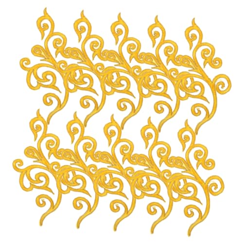 NUOBESTY 5 Paar Bestickte Stoffflicken Zum Aufnähen Blumen Stickerei Flicken DIY Stickerei Applikation Blumen Aufnäher Bestickte Blumen Applikationen Gelbe Baumwolle von NUOBESTY