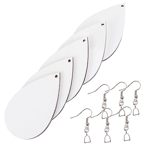 NUOBESTY 5 Paare Sublimations Ohrringe Tropfenform DIY Schmuckzubehör Beidseitig Bedruckbare Blanko Ohrhaken Hitzebeständig für Fototransfers Bastelset für Personalisierte von NUOBESTY