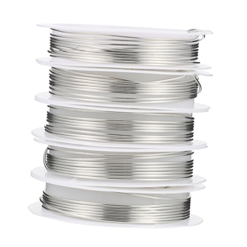 NUOBESTY 5 Rollen Kupferkabel Schmuckformen Handwerk 20-Gauge-Draht schmuckfarbener Draht Schmuckdraht-Kit Basteln Kupferdraht für Schmuckhersteller Draht dekorieren Silver NUOBESTY 5 Rollen Kupferkabel Schmuckformen Handwerk 20-Gauge-Draht schmuckfarbener Draht Schmuckdraht-Kit Basteln Kupferdraht für Schmuckhersteller Draht dekorieren Silver von NUOBESTY