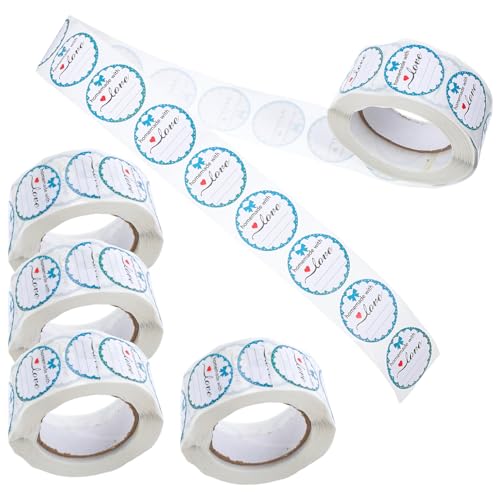 NUOBESTY 5 Rollen Selbstklebende für Einmachgläser Beschreibbare Rundsticker für Verpacken von Handgemachtem für Kleine Unternehmen und Bastelprojekte von NUOBESTY