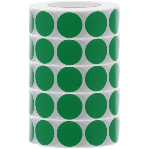 NUOBESTY 5 Rollen kreisförmige Farbcodierungsetiketten, farbige Punktaufkleber, 19 mm, bunte Codierungsetikettenaufkleber für Flohmärkte, Büros, Studenten, Klassenzimmer, Grün von NUOBESTY