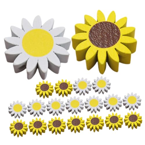 NUOBESTY 5 Sätze Holzperlen Bunte Daisy Blütenperlen Für Diy Handwerk Dekoration Und Bastelprojekte Weiße Gelbe Perlen Holz Für Stilvolle Wohnaccessoires 20 Stück * 5 von NUOBESTY
