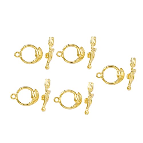 NUOBESTY 5 Sätze Ot Knebelverschlüsse Goldfarben Metall Schmuckverschluss für Halsketten Armbänder DIY Schmuckherstellung Halbzeug O verschluss T verschluss von NUOBESTY