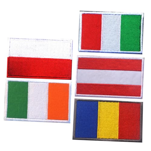 NUOBESTY 5 Stück Bestickte Nationalflaggen-patches Polen Rumänien Irland Österreich Italien Stickerei Armband DIY Stoffaufnäher Sportabzeichen Zubehör für Kleidung Taschen Hüte von NUOBESTY